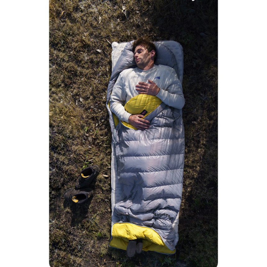 Спальник з натуральним пухом Naturehike CW700 CNK2450WS048, p-р M, чорно-блакитний