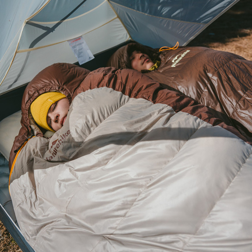 Спальник з натуральним пухом Naturehike Snowbird CNK2550WS014, p-р L, коричневий 400 г