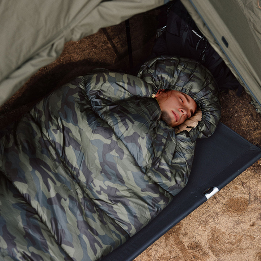 Спальний мішок з капюшоном Naturehike M320 CNK2350WS023, зелений камуфляж, правий