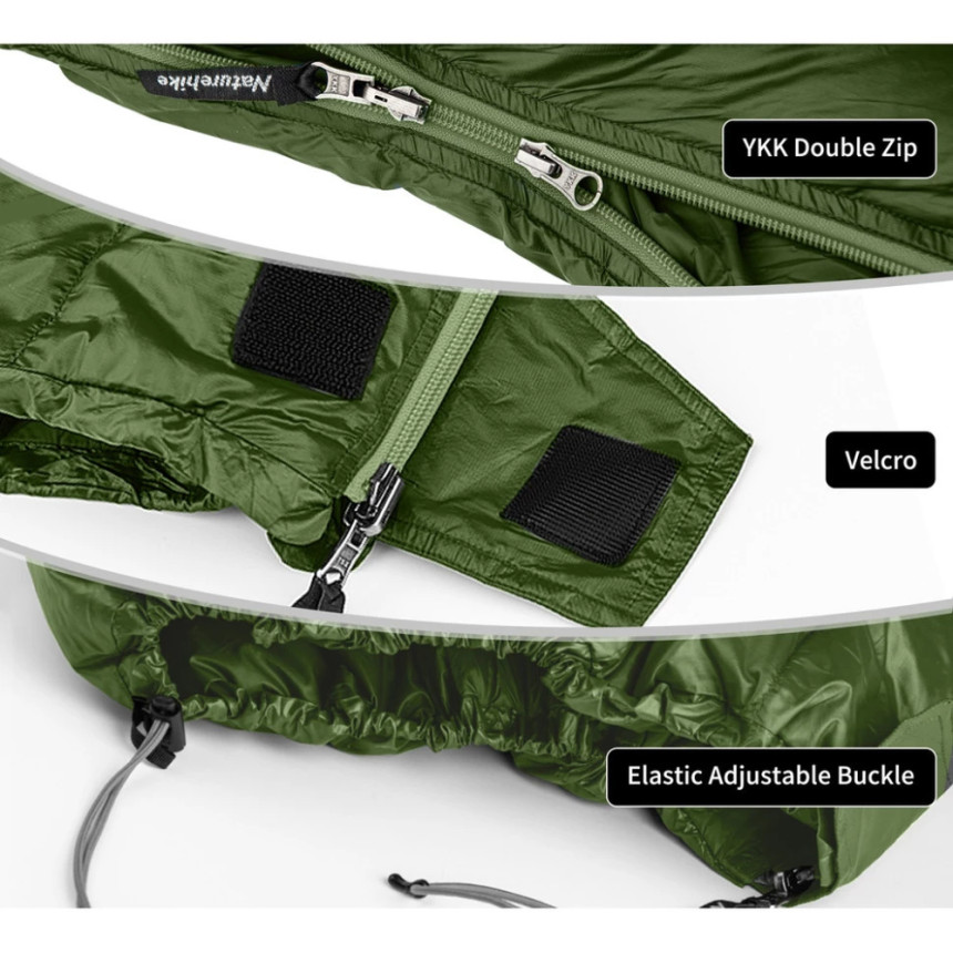 Спальний мішок з натуральним пухом Naturehike CWM295 CNK2300SD013, зелений