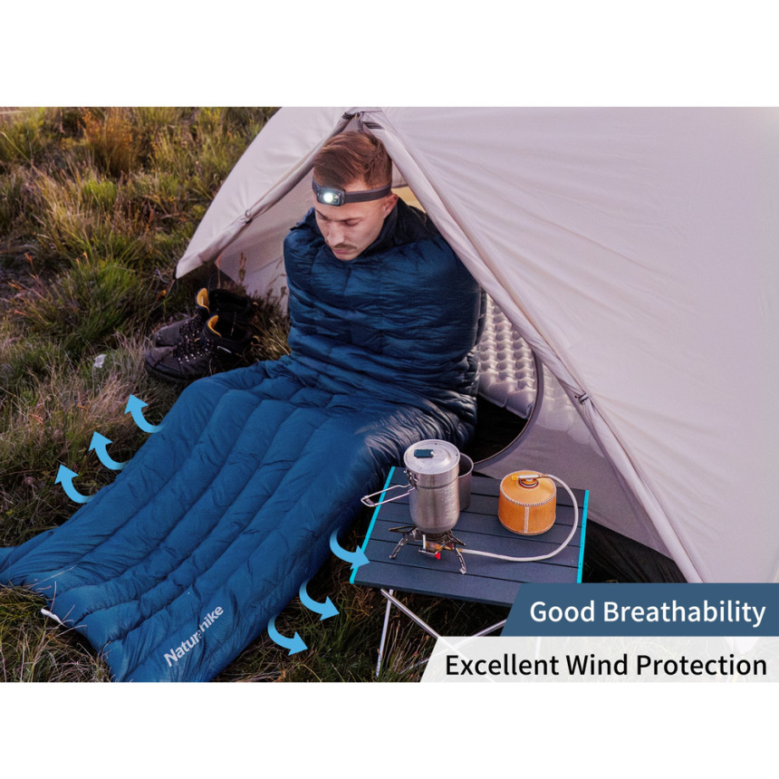 Спальний мішок з натуральним пухом Naturehike CWM295 CNK2300SD013, блакитний