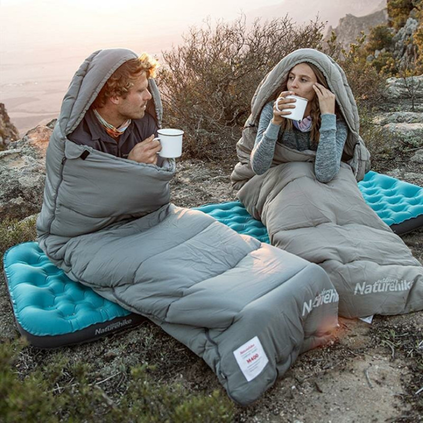 Спальник з капюшоном із звичайним мішком для зберігання Naturehike M400 CNK2350WS023, (1°C), лівий, сірий