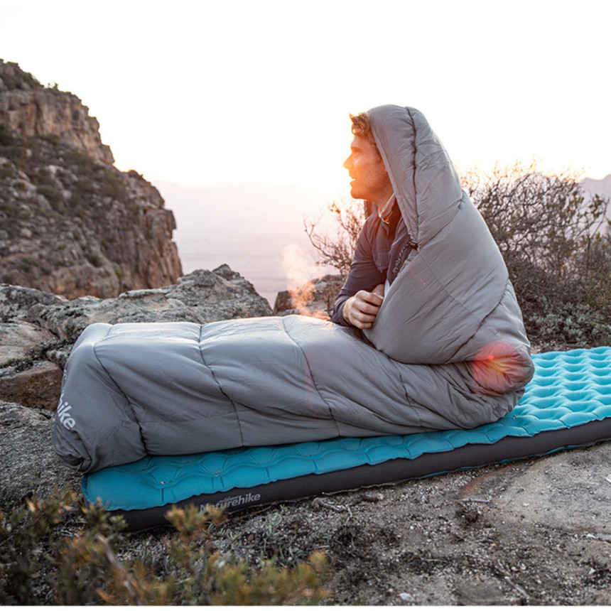 Спальний мішок з капюшоном із звичайним мішком для зберігання Naturehike M300 CNK2350WS023, сірий, лівий
