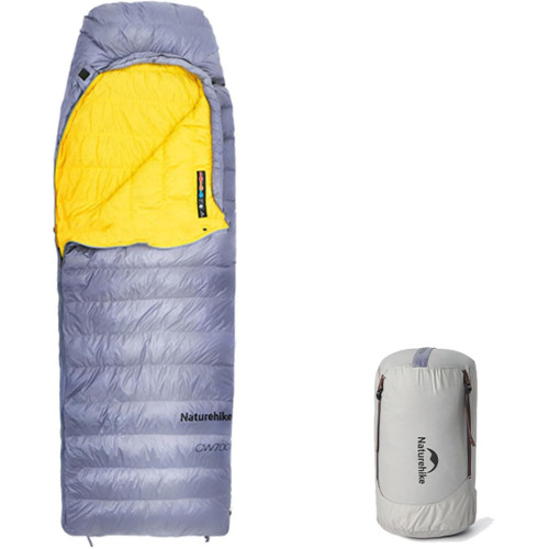 Спальник з натуральним пухом Naturehike CW700 CNK2450WS048, p-р M, жовто-сірий